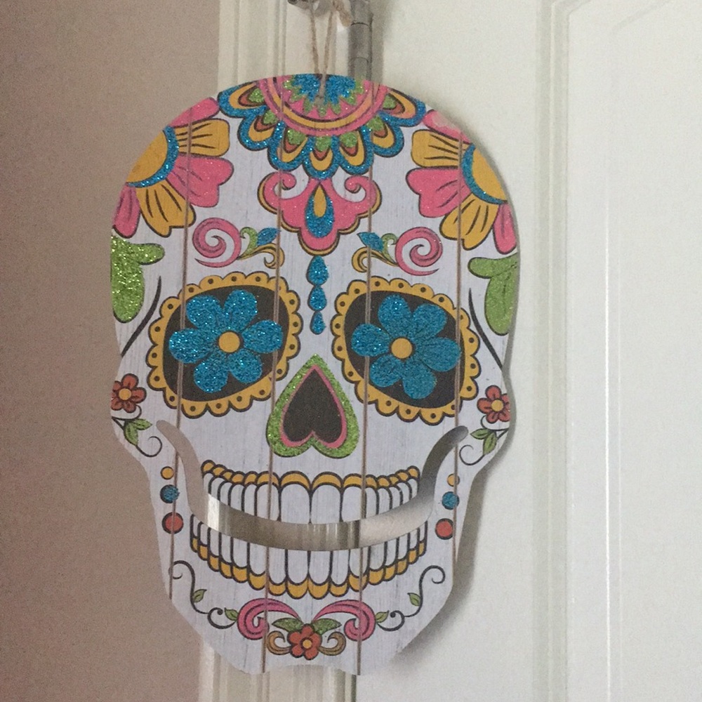 Glitter Sugar Skull Hanging Decor